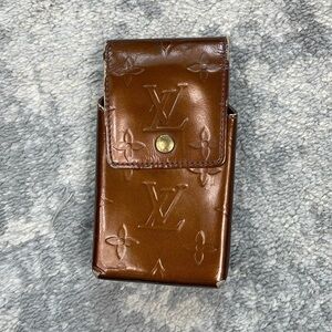 Louis Vuitton Monogram Vernis Greene Cigarette Case Pochette Brown Copper TH0013